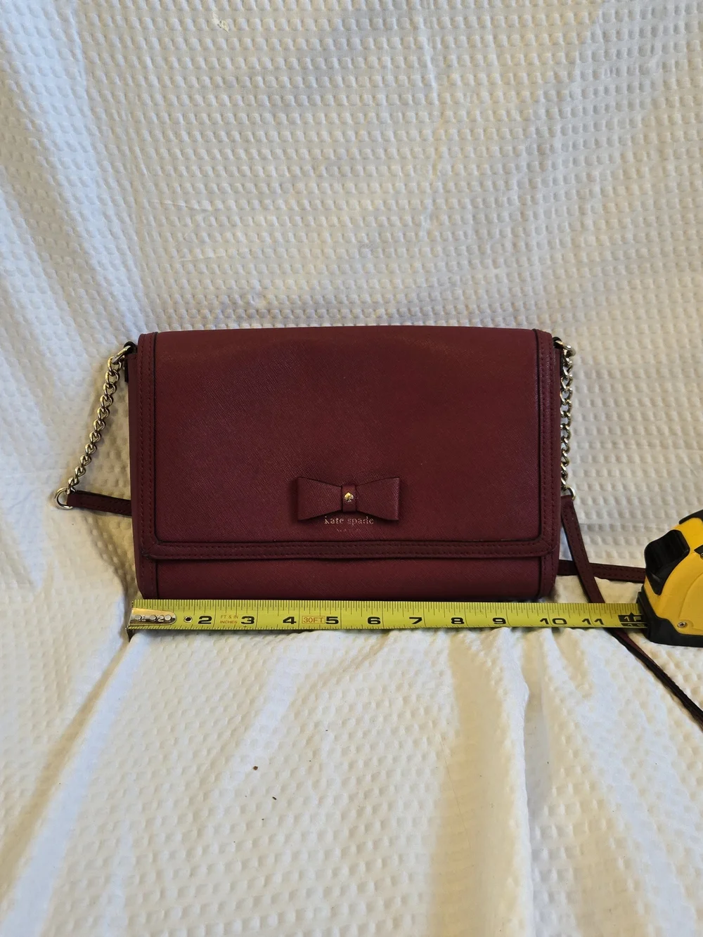 kate spade Burgundy Saffiano Bow Chain Crossbody